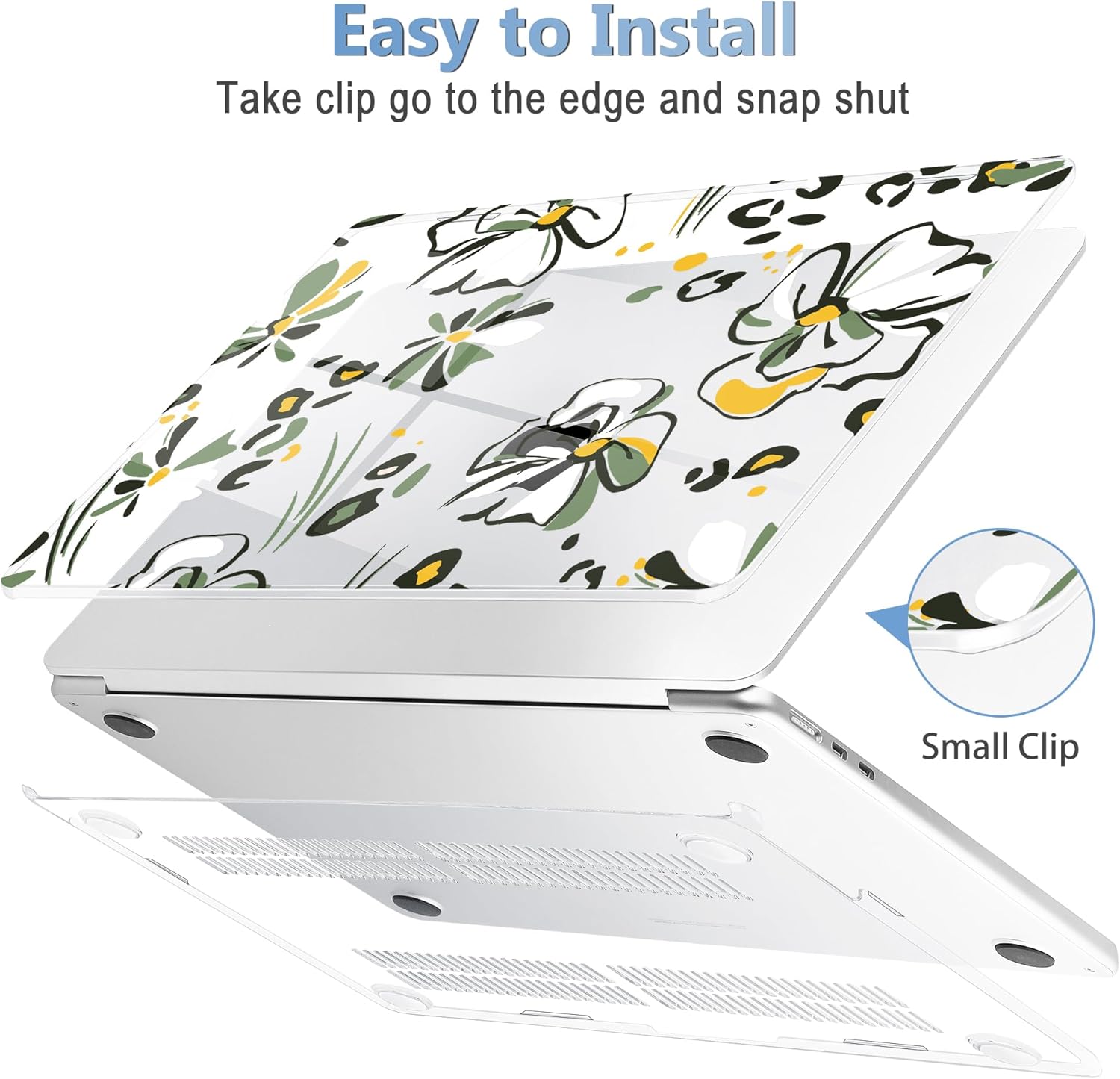 Mektron Compatible with M4 MacBook Air 15 inch Case 2025 A3241 2024 2023 M3 A3114 A2941 M2 Liquid Retina Display Touch ID, Plastic Hard Case & Keyboard Skin & Screen Protector - Abstract Floral C346