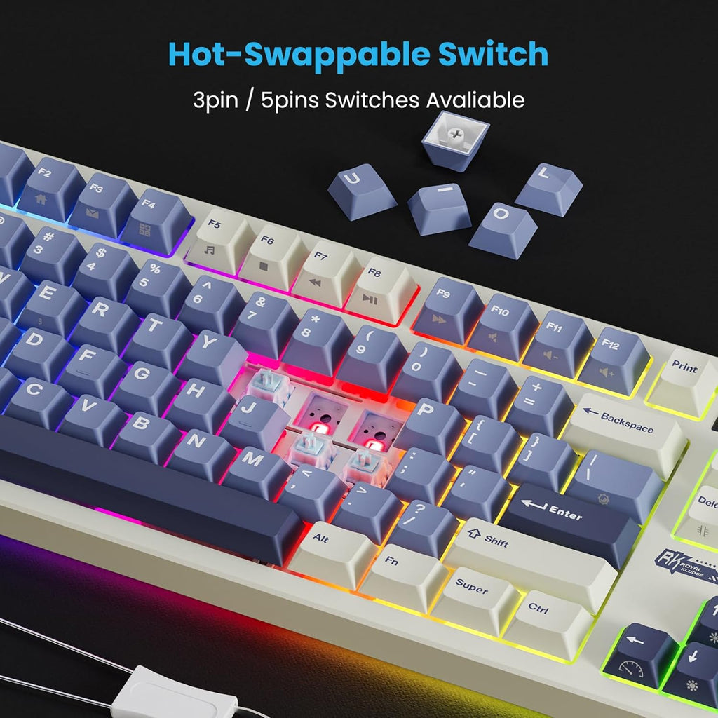 RK ROYAL KLUDGE S85 Wireless Mechanical Keyboard, 85% Wireless TKL Keyboard with Display & Ratchet Knob, Custom Linear Silent Switches, Triple-Mode, 7200mAh Battery, Hot Swappable