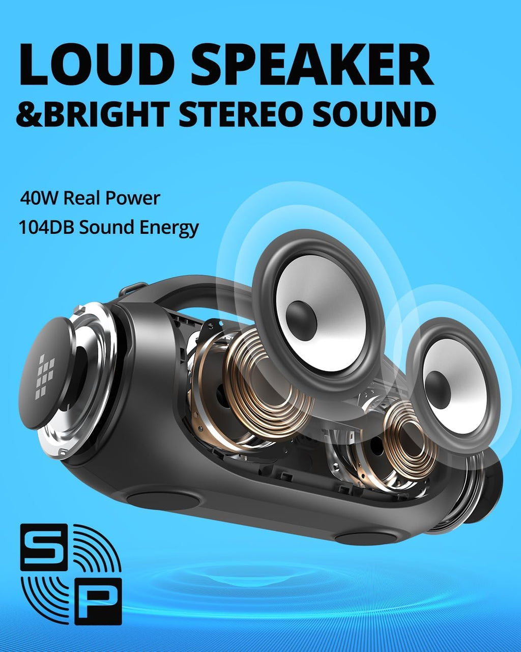 Tronsmart Bang SE Portable Bluetooth Speaker, Colorful LED and 40W Wireless Stereo to Infuse Your Party, Ultra Lightweight Portable Design and IPX6 Waterproof, Suitable for Party/Outdoor/Travel