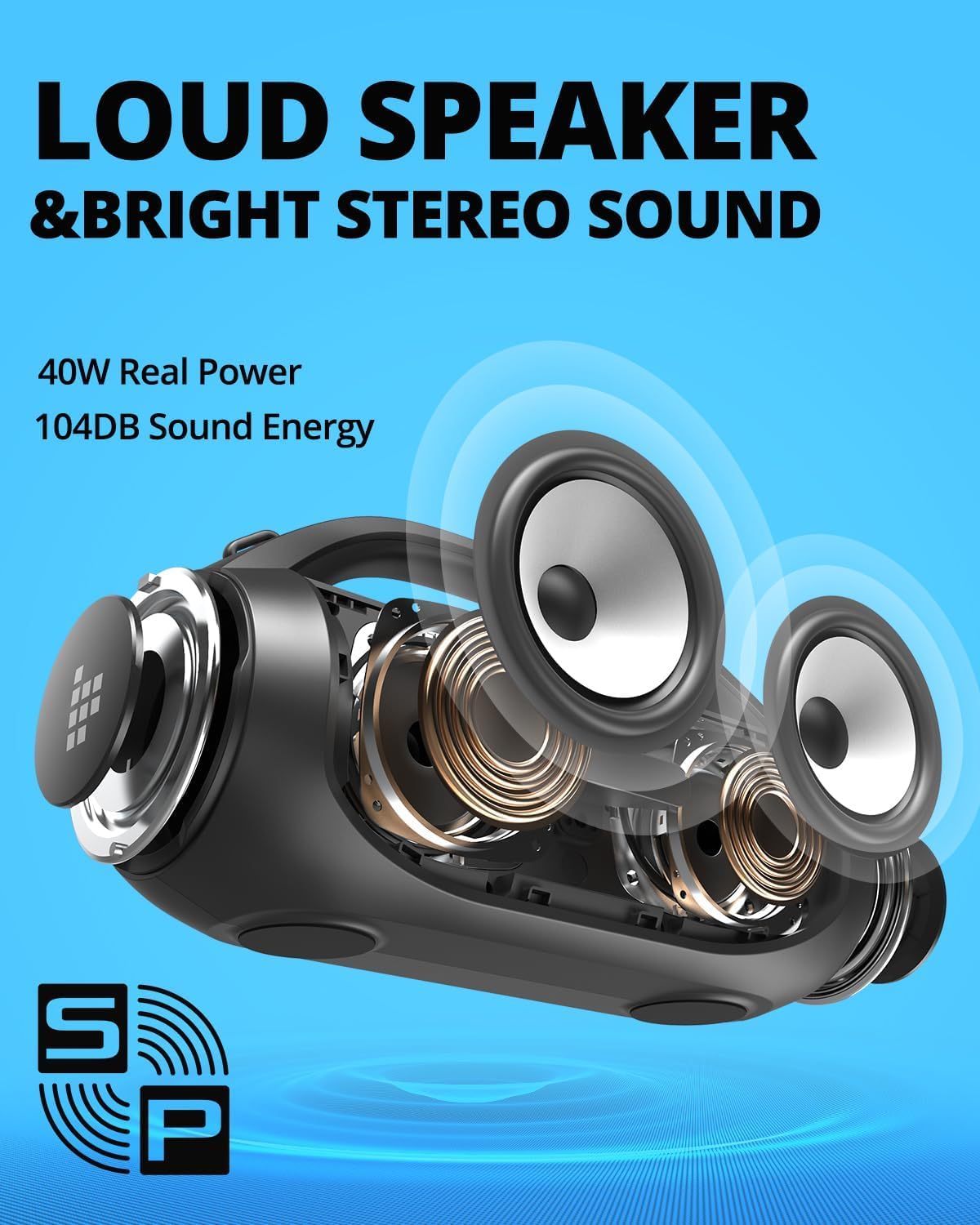 Tronsmart Bang SE Portable Bluetooth Speaker, Colorful LED and 40W Wireless Stereo to Infuse Your Party, Ultra Lightweight Portable Design and IPX6 Waterproof, Suitable for Party/Outdoor/Travel