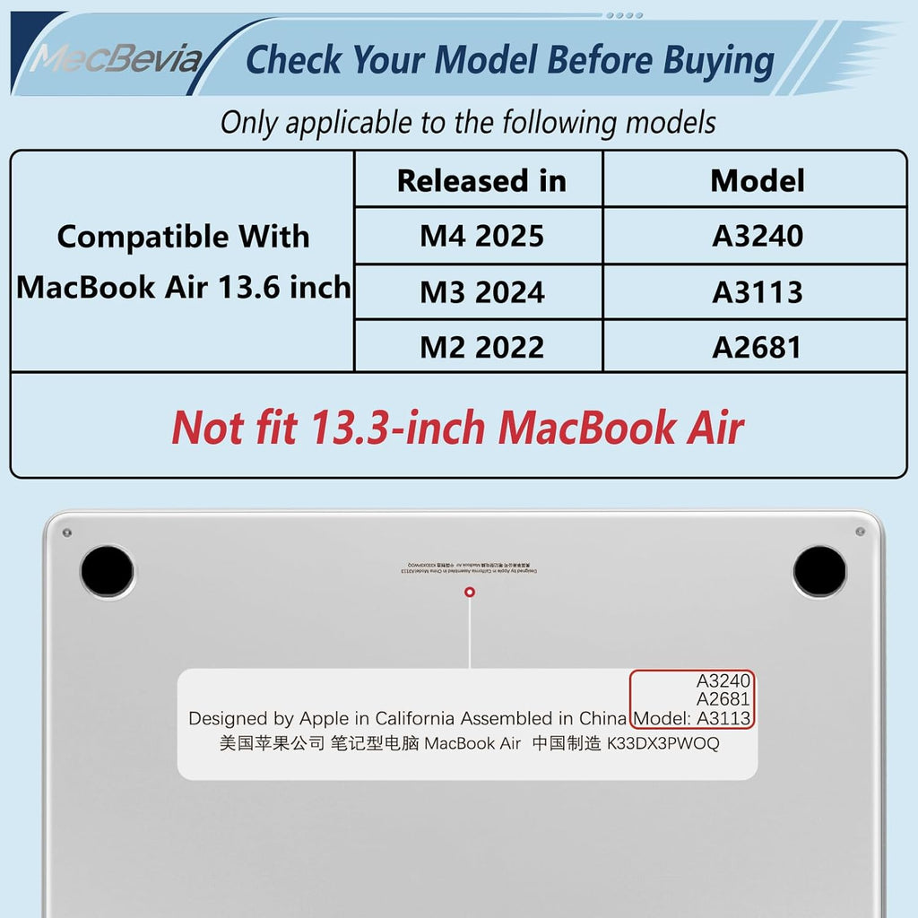 Compatible with MacBook Air 13.6 inch Case, M4 A3240/M3 A3113/M2 A2681 (Released 2025 to 2022), Hard Shell, Keyboard Cover, Screen Protector, Webcam Cover & Type-C Adapter, Butterflies Sakura