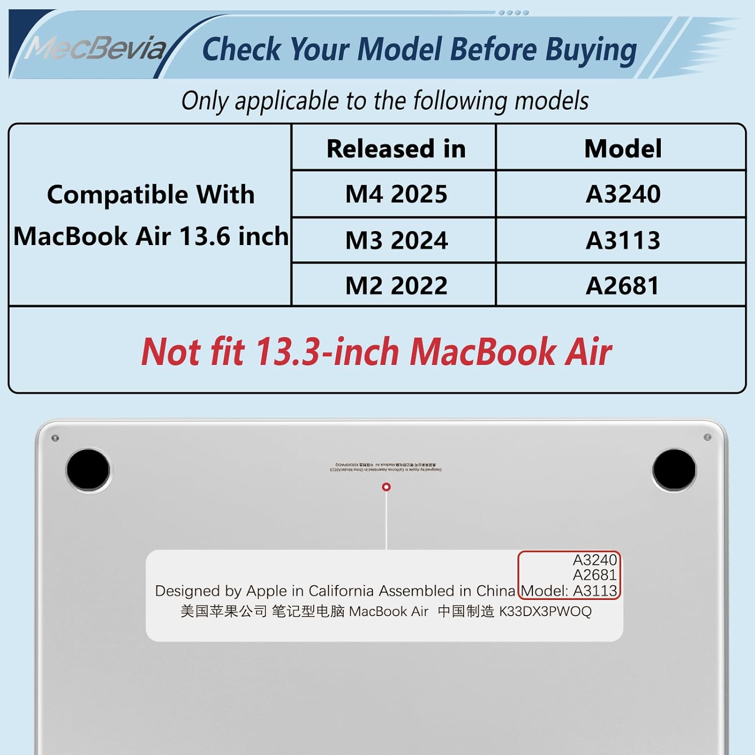 Compatible with MacBook Air 13.6 inch Case, M4 A3240/M3 A3113/M2 A2681 (Released 2025 to 2022), Hard Shell, Keyboard Cover, Screen Protector, Webcam Cover & Type-C Adapter, White Alstroemeria