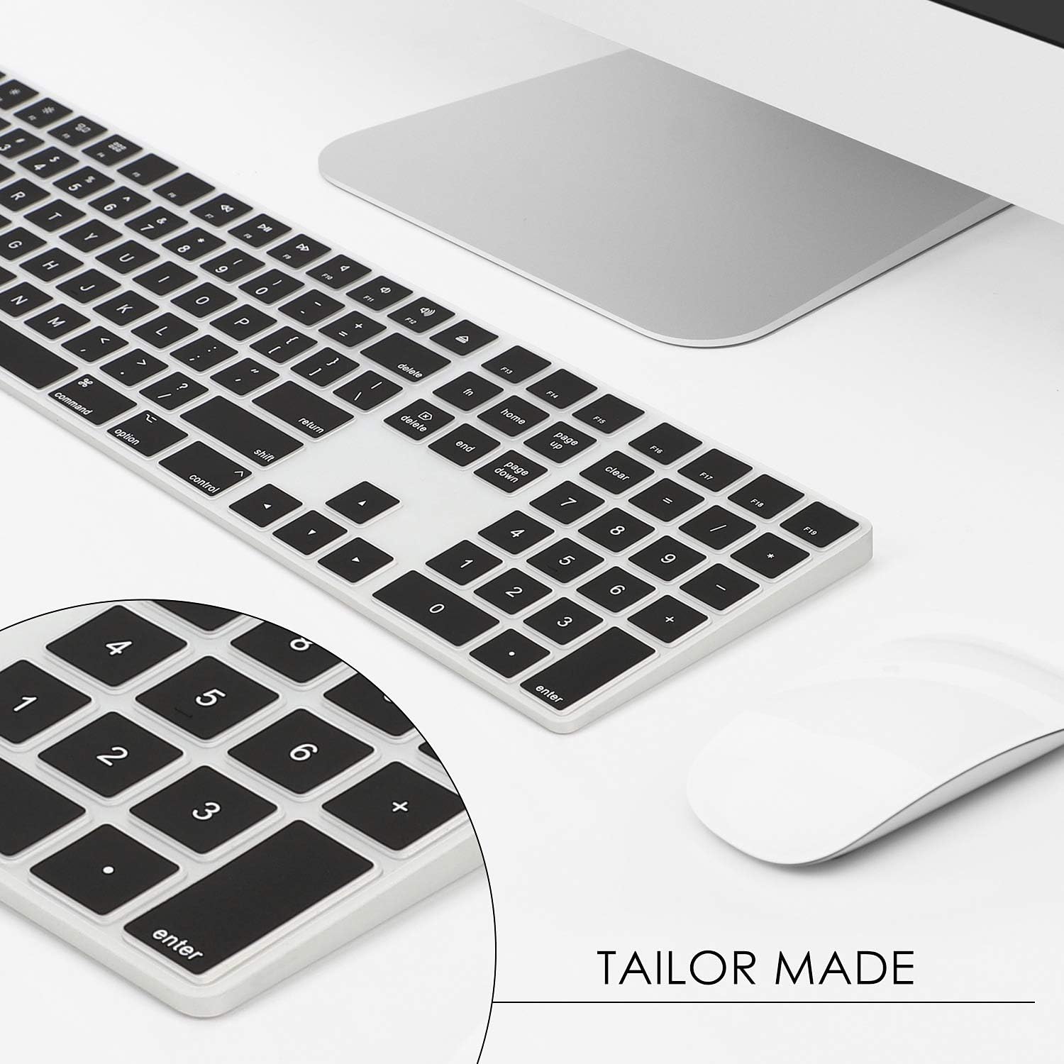 Allinside Black Cover for Apple iMac Magic Keyboard with Numeric Keypad MQ052LL/A A1843 US Layout