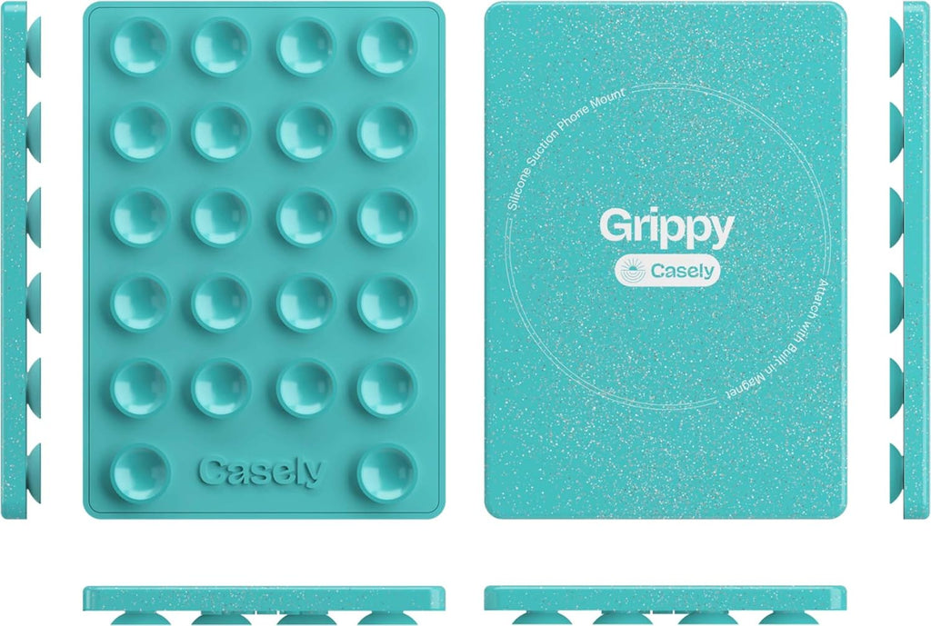 Casely Grippy Aquamarine MagSafe Compatible Cell Phone Mount Silicone Suction Cup Sticky Phone Holder and Stand
