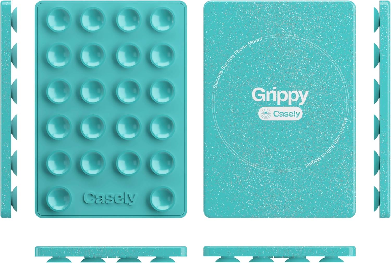 Casely Grippy Aquamarine MagSafe Compatible Cell Phone Mount Silicone Suction Cup Sticky Phone Holder and Stand