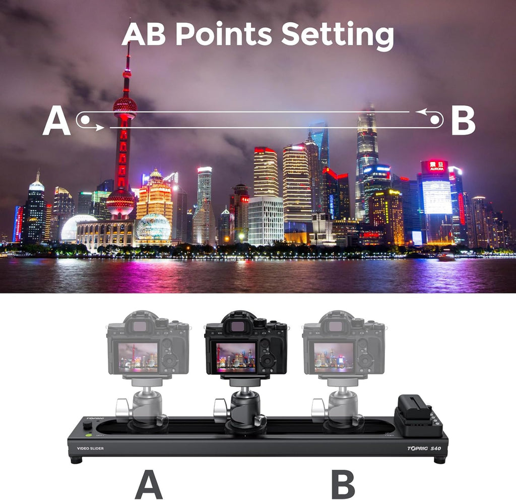 Accsoon Toprig S40 Motorized Camera Slider 40cm/16 App Wireless Control Carbon Fiber Dolly Rail Slider Support IME Lapse Photography