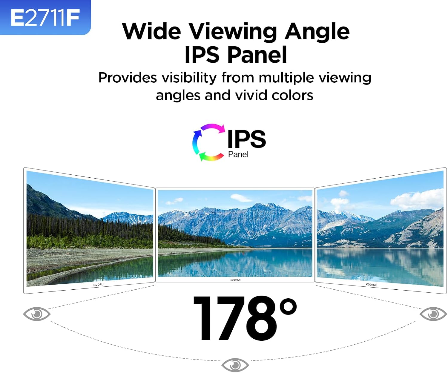KOORUI 27 Inch Monitor, Full HD 1080P 100Hz Computer Monitor, IPS Display, HDMI, VGA, 4ms Response Time, 100 x 100 mm VESA Mountable, Frameless, Ergonomic Tilt, Black