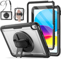 SCSVPN Case for iPad (A16) 11th Generation 11 Inch 2025 / 10th Generation 10.9 Inch 2022, Shockproof Protective Case with Screen Protector, Pencil Holder, Rotating Stand, Hand/Shoulder Strap - Clear