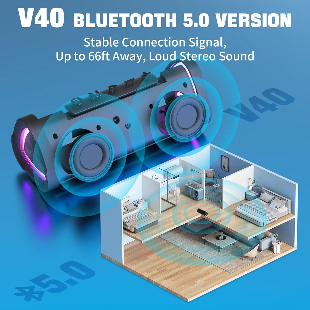 Vanzon V40 Bluetooth Speakers, Portable Wireless Speaker V5.0 with 24W Loud Stereo Sound, 24H Playtime, TWS & IPX7 Waterproof, Suitable for Travel, Home and Outdoors-Light Green (HIJ)