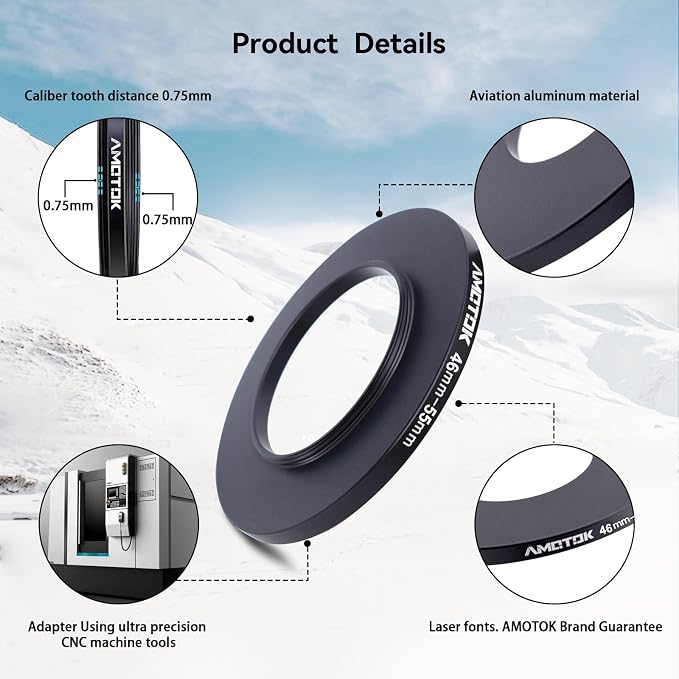 46mm Lens to 55mm Camera Lens Adapter, 46mm to 55mm Filter Step-Up Adapter Ring - Image 3