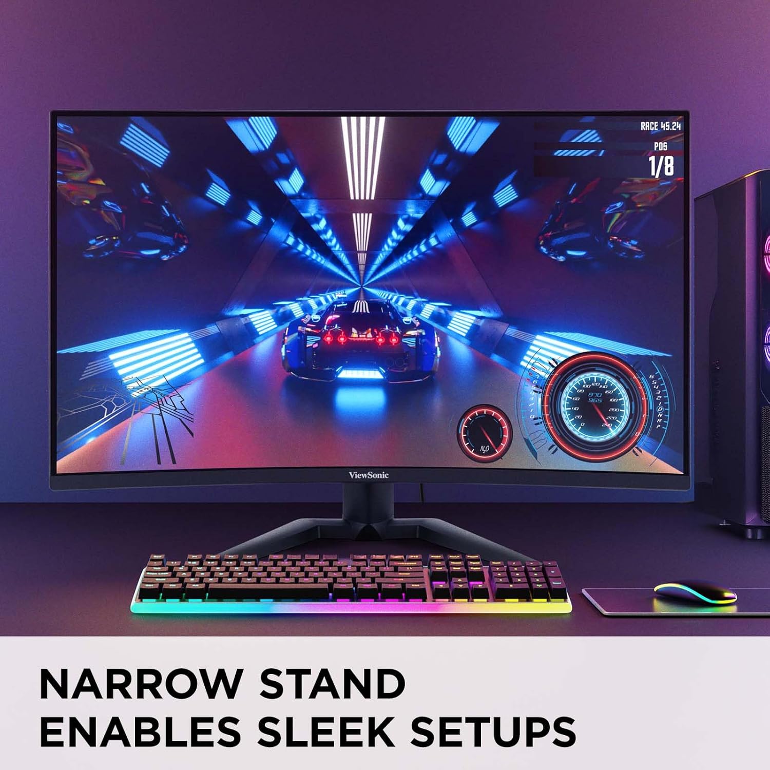 ViewSonic VX3228C-2K 32 Inch 1440p Curved Gaming Monitor with 1ms, 180Hz, FreeSync, Eye Care, HDMI, and DisplayPort Inputs
