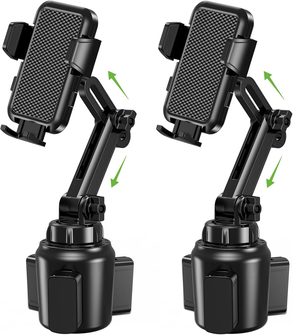 2025 Upgraded Cup Phone Holder for Car, Universal No Shaking Cup Holder Phone Mount with Expandable Base for Car Truck, Adjustable Holders,Compatible with iPhone Samsung All Phones: 2 Pack