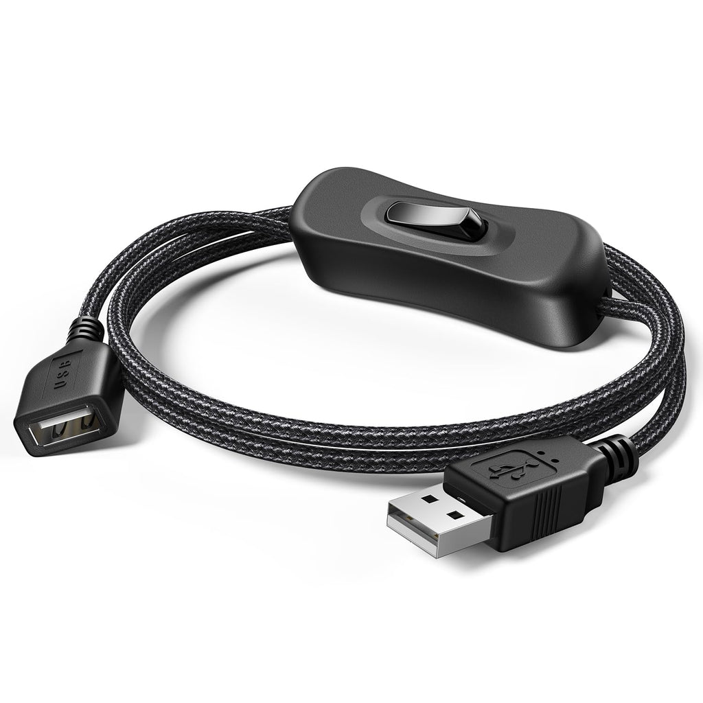 ANDTOBO USB Switch Extension Cable, (Upgraded Data + Power) USB Extension Cord with On/Off Power Switch Cable for LED Strips, iOS System, etc- 3.3 FT