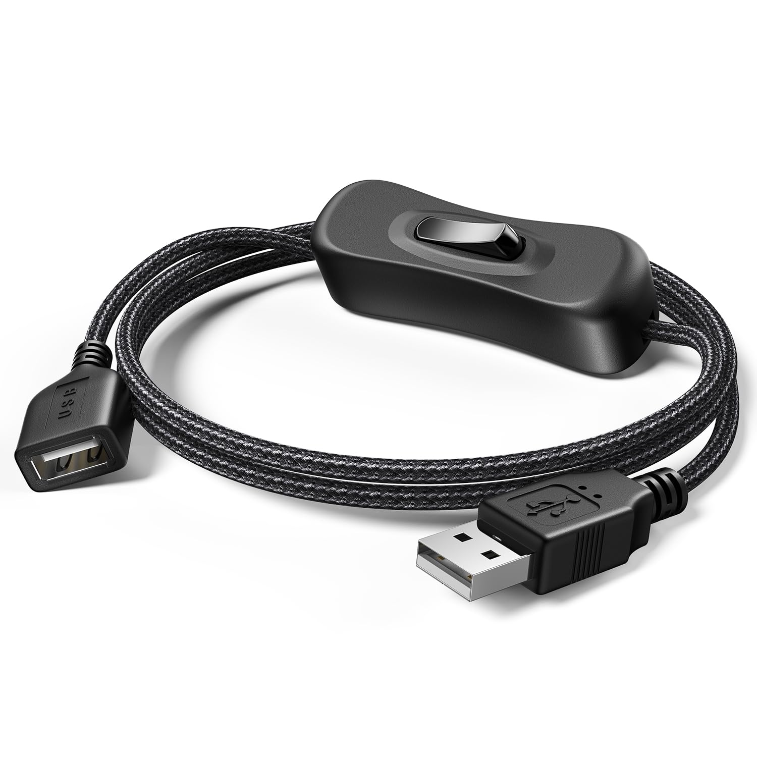 ANDTOBO USB Switch Extension Cable, (Upgraded Data + Power) USB Extension Cord with On/Off Power Switch Cable for LED Strips, iOS System, etc- 3.3 FT