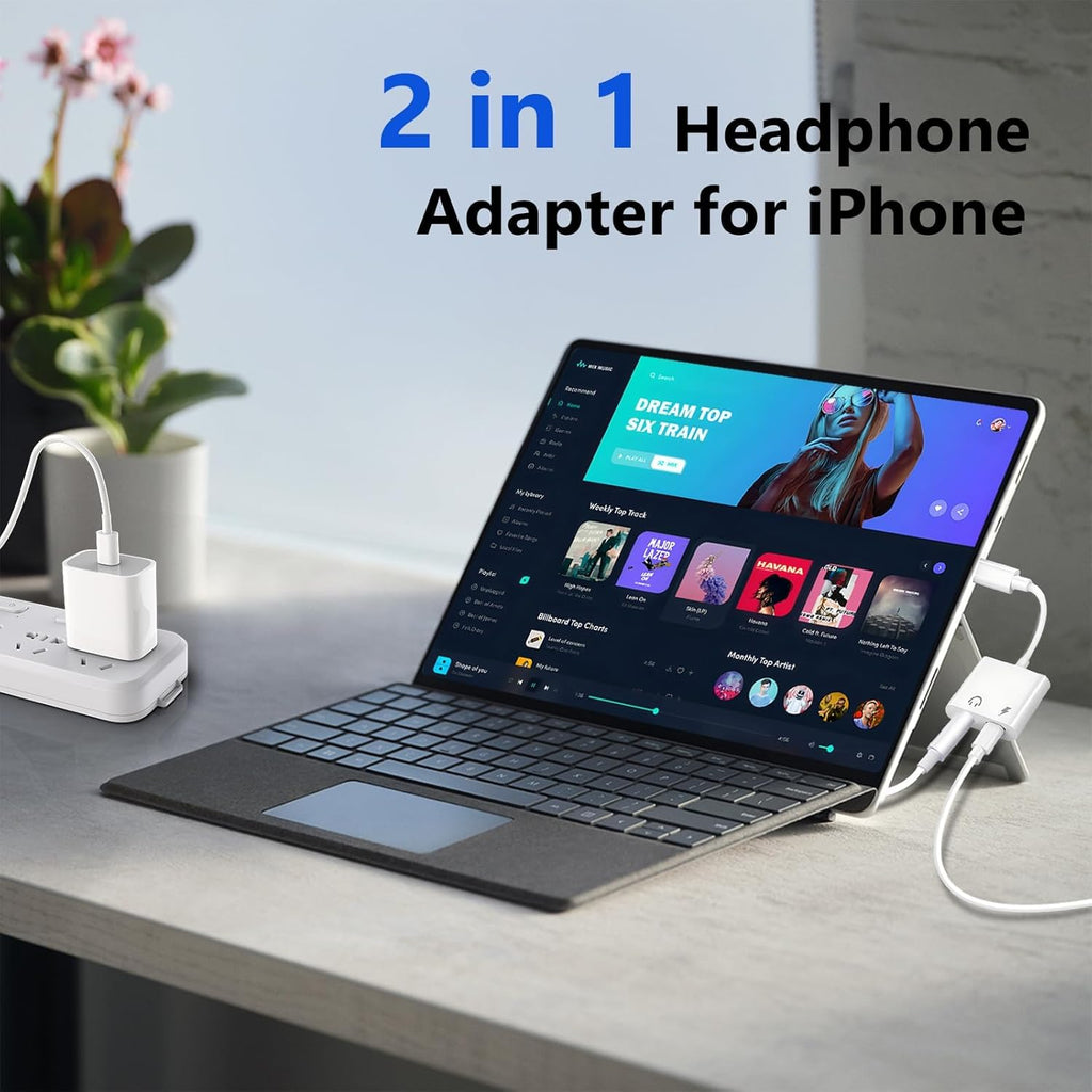 Seulliya USB C to 3.5mm Headphone Jack and Charger Adapter, 2-in-1 Audio & Fast Charging Splitter for Apple iPhone 17/16/15/Pro/Pro Max, iPad, Samsung, Pixel, and More 2Pack