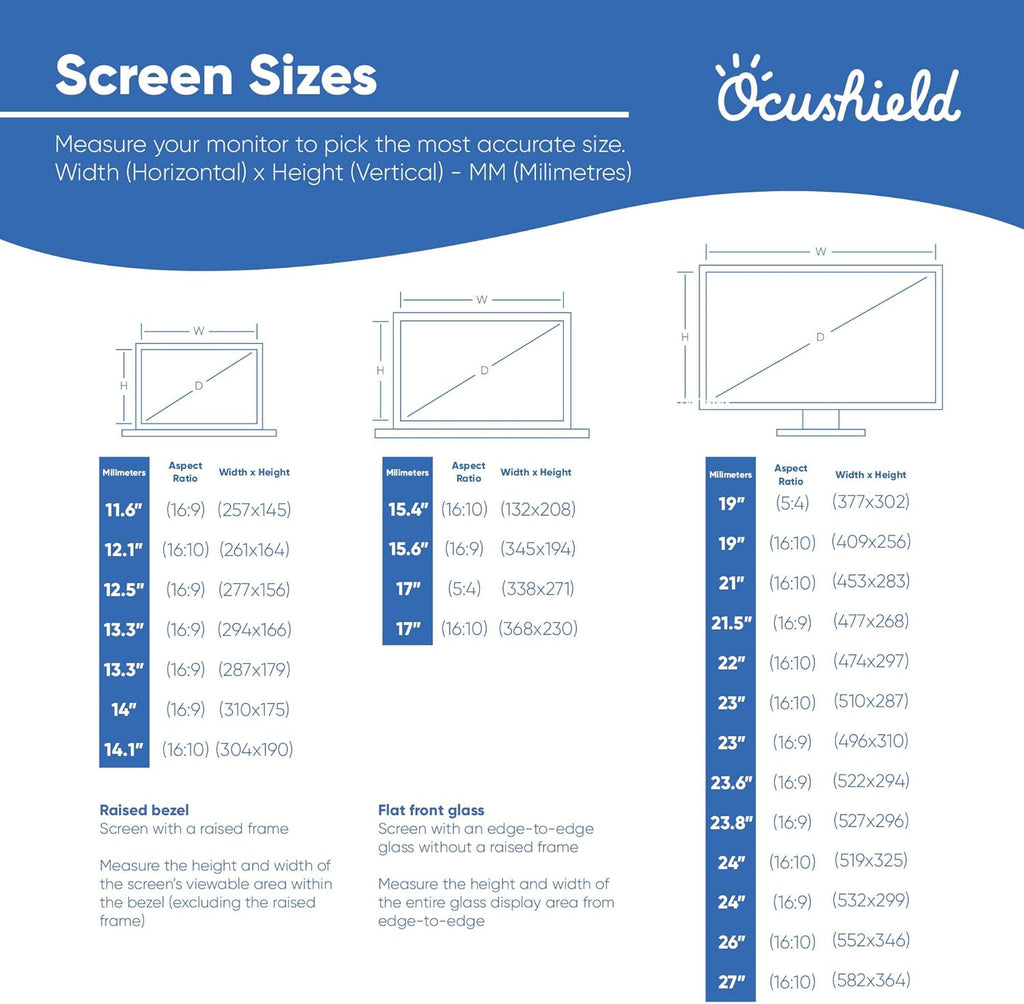 Ocushield 17” (5:4) Premium Anti Blue Light Screen Protector with Privacy Filter for Laptops and Computer Monitors - Anti-Glare - Easy Install - Anti-Fatigue (338 x 271 mm)