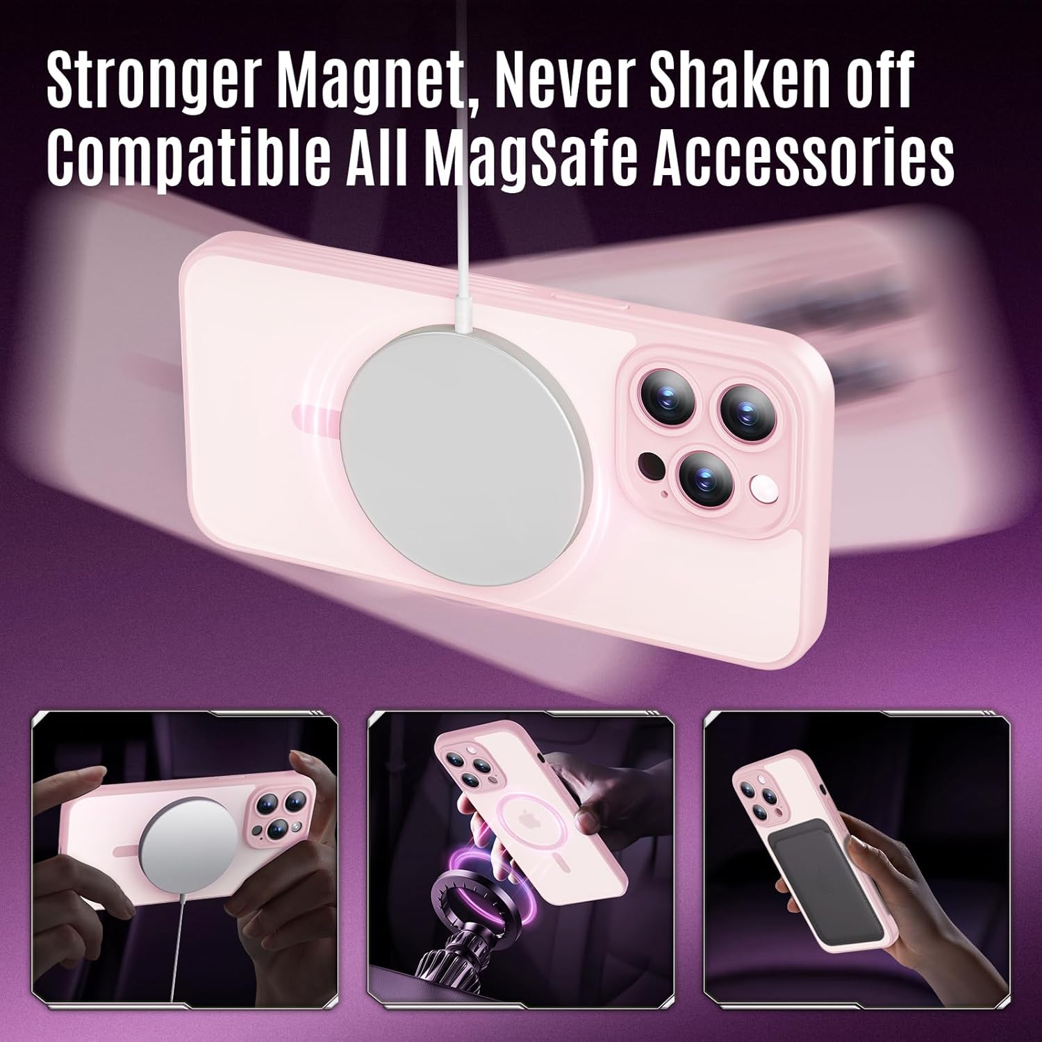 Designed for iPhone 12 Pro Max Case, Compatible with MagSafe, with Privacy Screen Protectors X2, [Camera Protection] [15FT Military Drop Protection] Shockproof Phone Case, 6.7", Pink