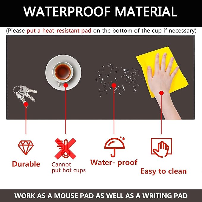 AKOZLIN 27.55”x 15.8" Soft PU Leather Surface Office Desk Mouse Mat Anti-Push - Image 5
