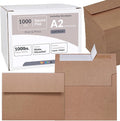 1000 Pcs A2 Invitation Envelopes in Kraft Brown Peel & Press Self Seal 4 3/8 x by Winlyn