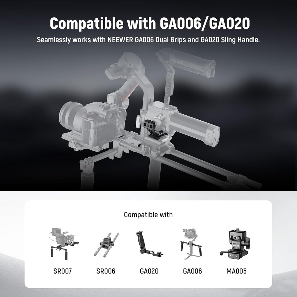 NEEWER Mount Adapter for RS3 & RS4, Arca Type Quick Release Plate with NATO Rail Compatible with DJI RS 3 RS 4 Gimbal Stabilizer Compatible with SmallRig Shoulder Rig V Mount Battery, GA030