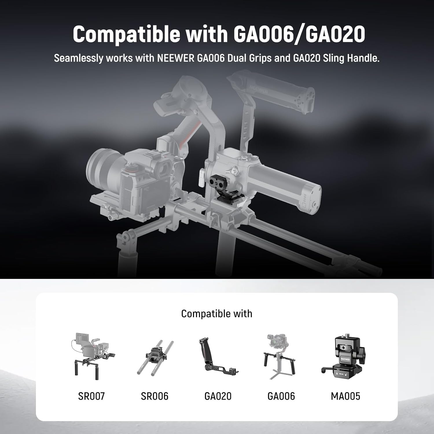 NEEWER Mount Adapter for RS3 & RS4, Arca Type Quick Release Plate with NATO Rail Compatible with DJI RS 3 RS 4 Gimbal Stabilizer Compatible with SmallRig Shoulder Rig V Mount Battery, GA030