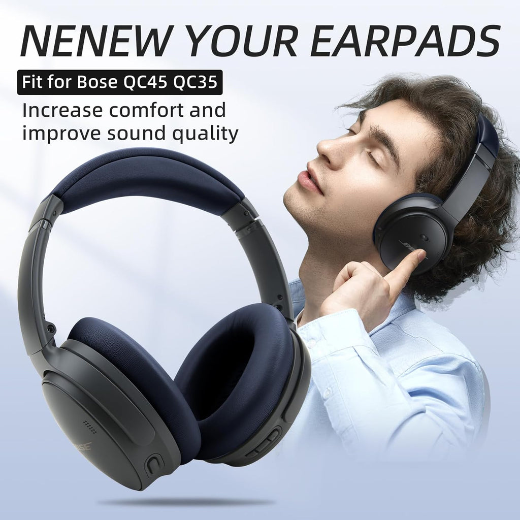 Ear Pads Replacement Headband Cushion Foam for Bose QuietComfort 35 45 (QC35 QC45) Headphones Accessories Easy to Install (Dark Blue)