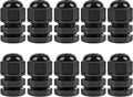 XHF 10 Pcs 1/4" IP68 Strain Relief Nylon Cord Grip NPT Cable Glands Adjustable UL Listed and RoHS Compliant (Black)
