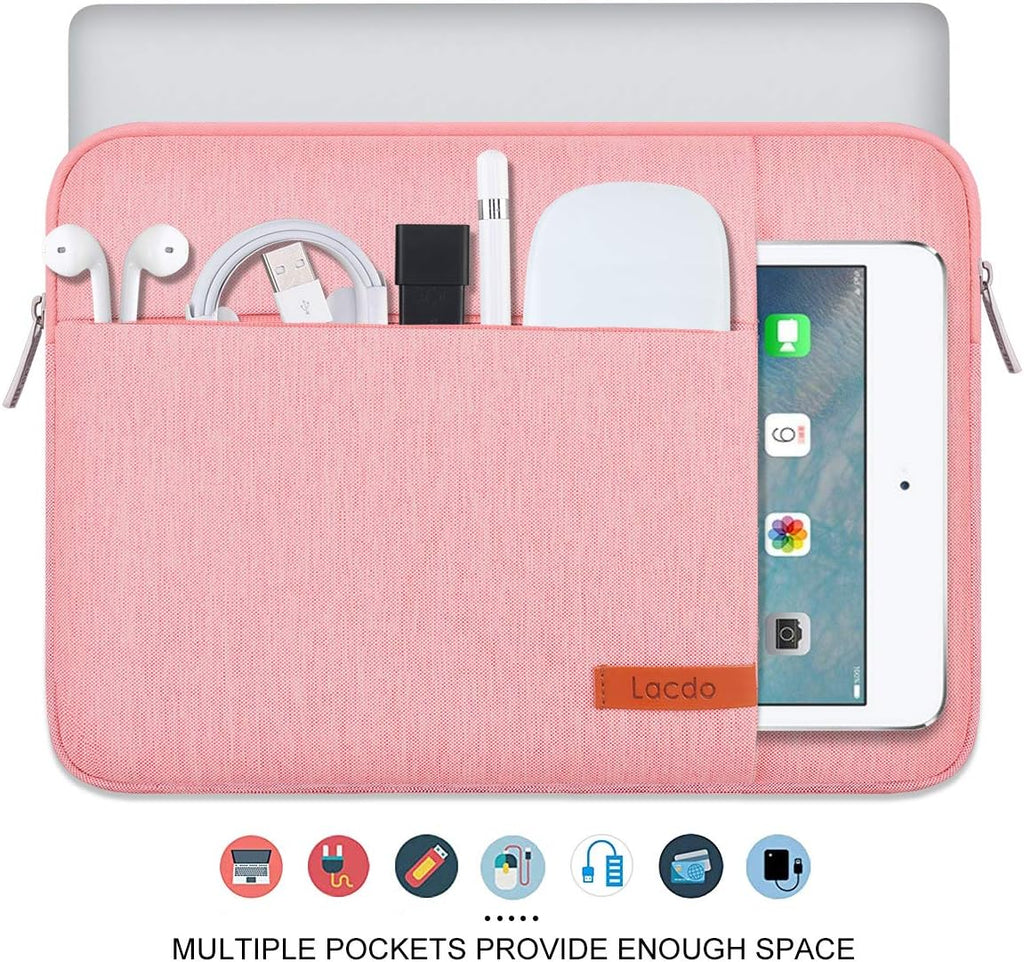 Lacdo Laptop Sleeve for Women, 14 Inch Laptop Sleeve Case for HP Lenovo Dell ASUS Acer Chromebook 14 / HP Stream 14 / Dell Inspiron 14 / Lenovo IdeaPad 14 / Acer Spin 3 / ZenBook 14 Computer Bag,Peach
