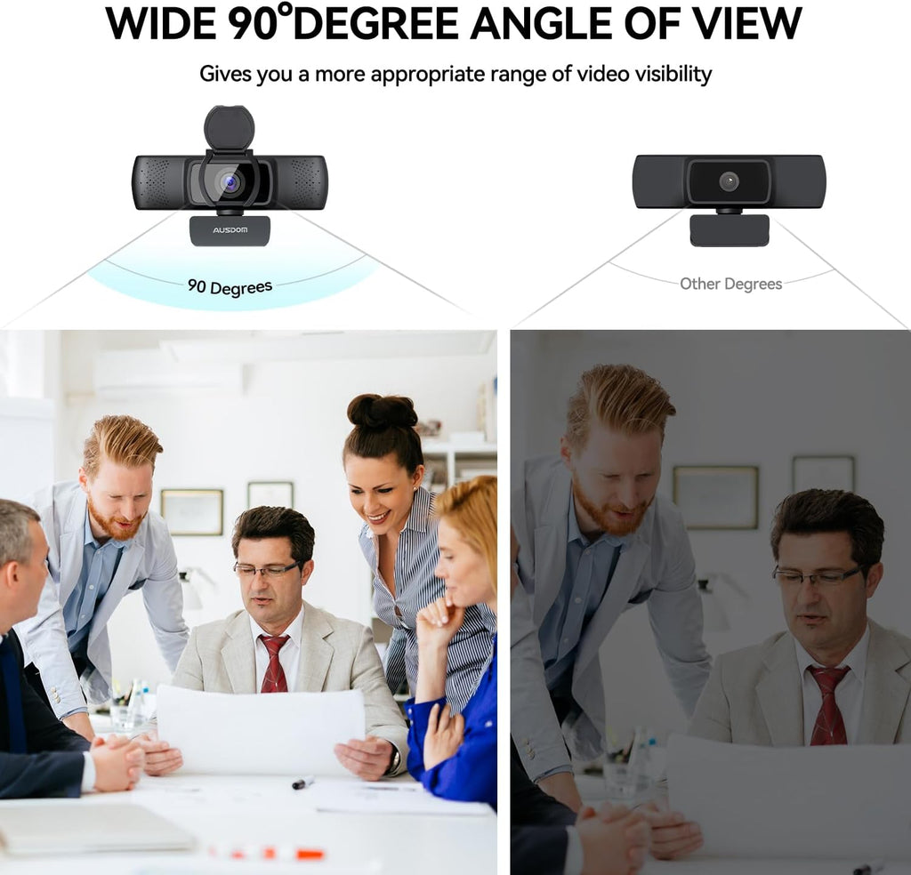 AUSDOM 4K Webcam, Autofocus Webcam with Microphone, Privacy Cover, Plug and Play USB Computer Web Camera for Pro Streaming/Online Teaching/Video Calling/Zoom/Skype (Black-4K)
