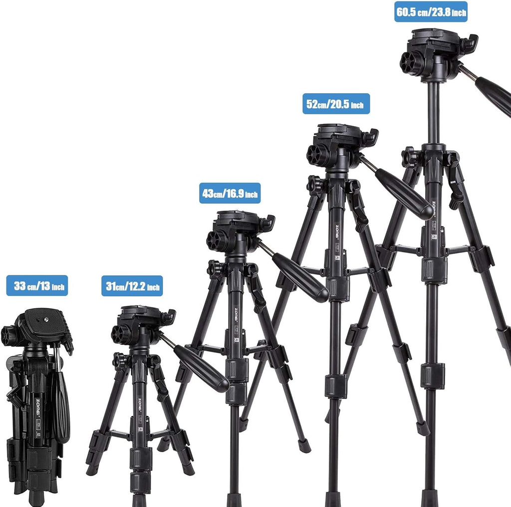 Mini Tripod for Camera,Zomei Travel Table Tripod with 3-Way Pan/Tilt Head 1/4 inches Quick Release Plate and Bag for DSLR Camera Tripod Carrying Bag