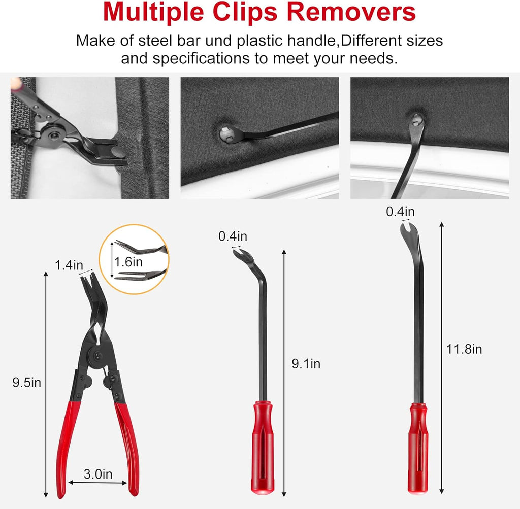 Trim Removal Tool Kit 330Pcs Car Removal Tool Kit Pry Tool Set Auto Clip Pliers Panel Door Radio Dash Window Bumper Adhesive Cable Clips Retainer Clip Set Terminal Removal Tool Set Fastener Remover