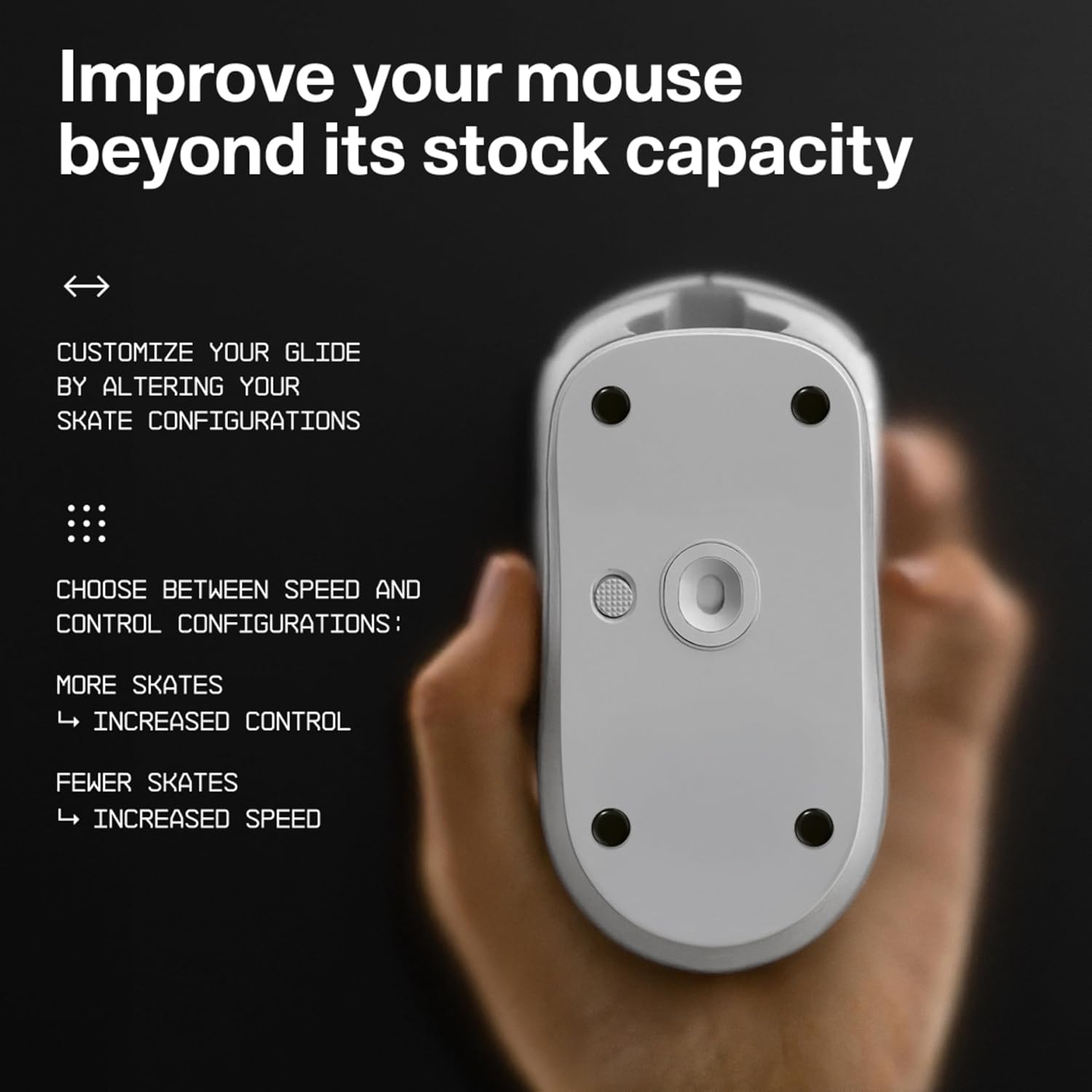 Wallhack PTFE Dot Mouse Skates | Premium Universal Skates for Gaming Mice | Ultra-Smooth Glide on Cloth & Glass Pads | Customize Speed & Control | Fast, Easy to Apply | Black 7mm x 7mm
