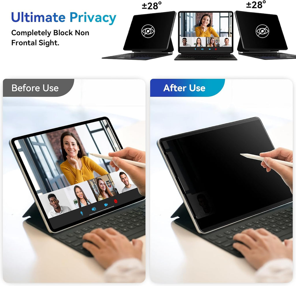 Magnetic Privacy Filter Compatible with iPad 10th Generation 10.9 Inch 2022, Removable Anti Glare Blue Light Privacy Screen Protector Privacy Screen Bubble-Free Reusable