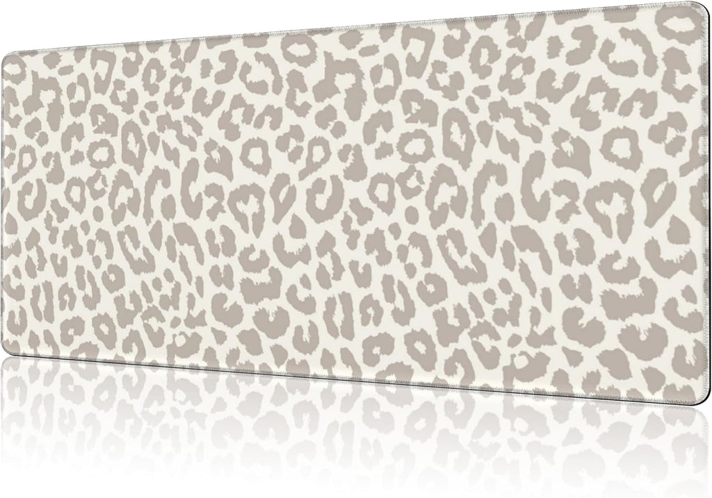 Mouse Pad Large Leopard Print Non-Slip Gaming Desk Mat with Stitched Edge Laptop Keyboard Desk Pad for Work Home Gaming (35.4 x 15.7 Inches)
