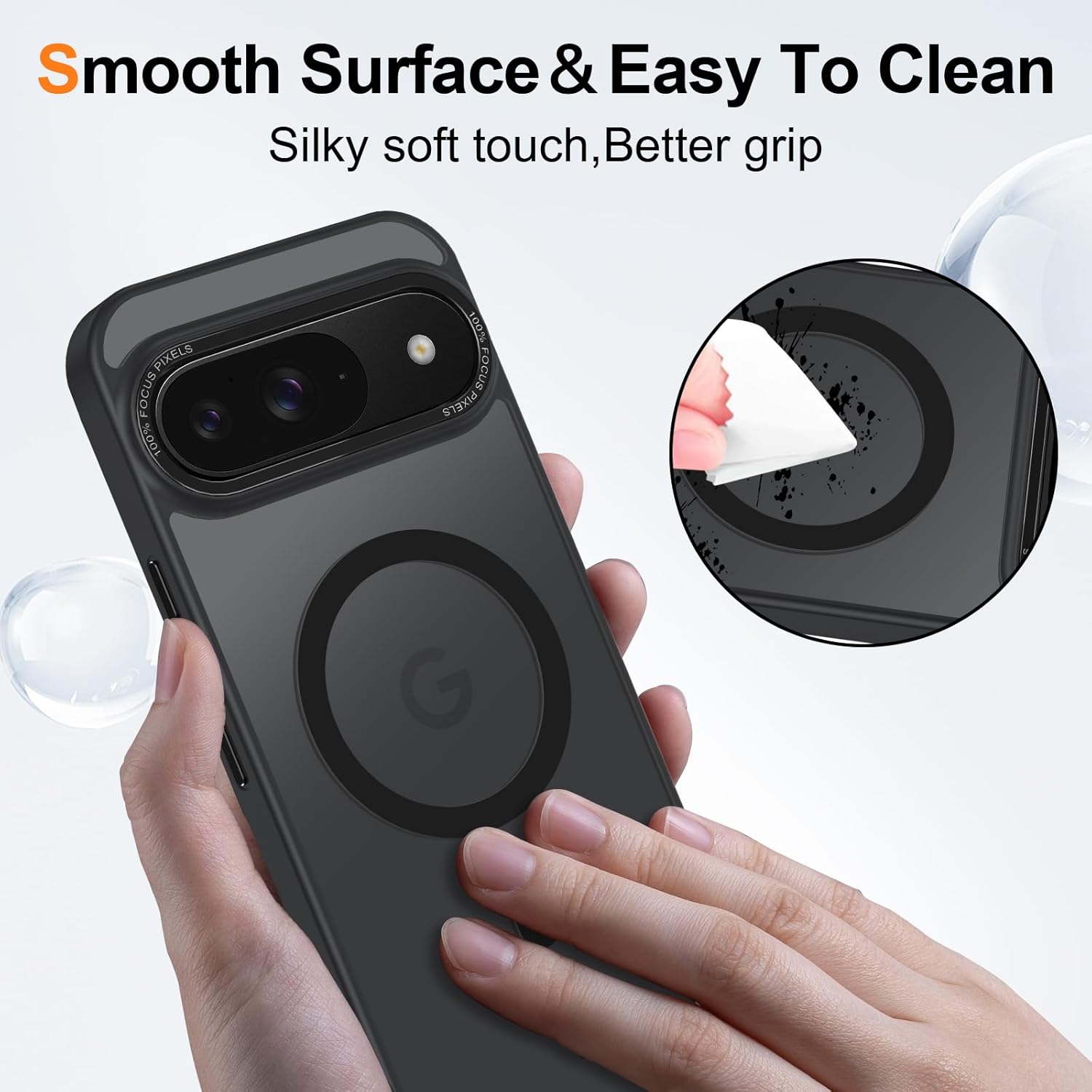 Magnetic for Google Pixel 9/Pixel 9 Pro Case, [Military Grade Drop Protection] [Compatible with MagSafe] Shockproof Slim Translucent Matte Anti-Slip for Women Girls Men Case, Black