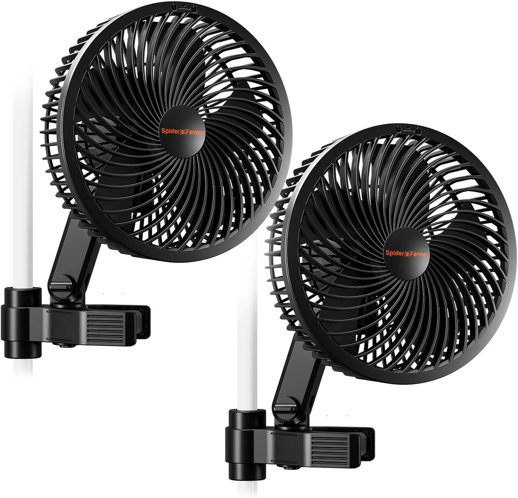 Spider Farmer 2-Pack Grow Tent Clip Fan 6", EC Motor, Custom 10 Dynamic Wind Speeds and 10-Level Oscillation, Weatherproof IP-54, Powerful Airflow but Quiet for Hydroponics Circulation Cooling