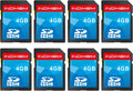 INDMEM SD Card 4GB, 8 Packs Class 4 4GB Flash Memory Card MLC Standard Secure Digital Cards Camera Card