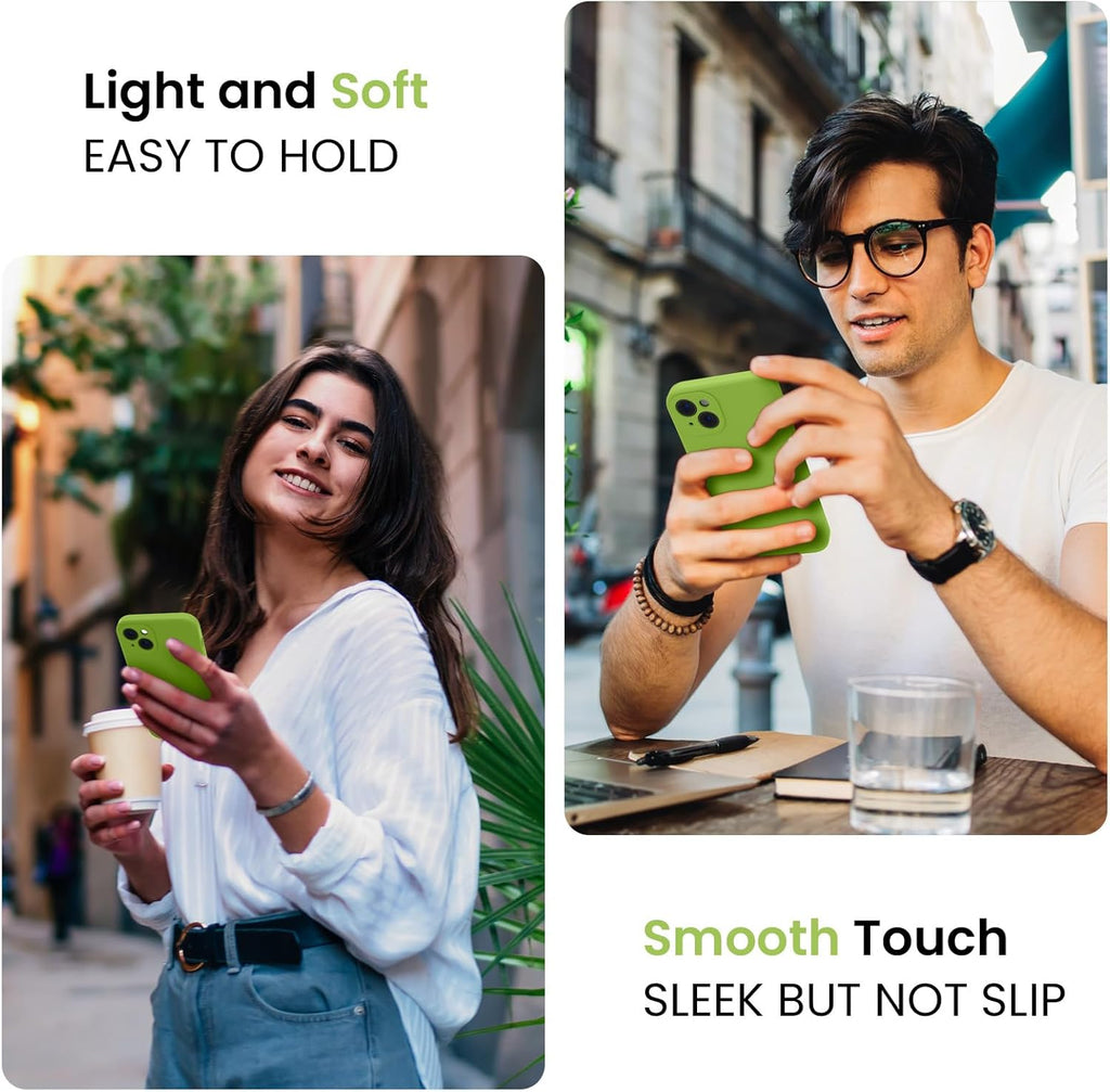 FireNova Designed for iPhone 13 Case, Silicone Upgraded [Camera Protection] Phone Case with [2 Screen Protectors], Soft Anti-Scratch Microfiber Lining Inside, 6.1 inch, Sprout Green