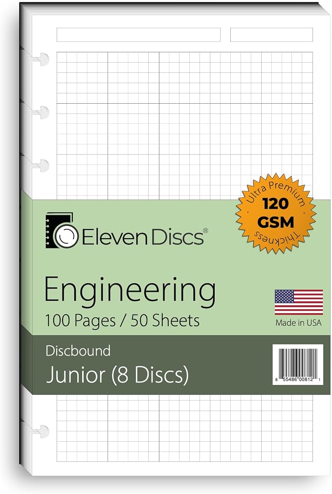 Eleven Discs Discbound Paper, Junior Size Engineering Grid Sheets by ElevenDiscs