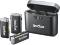 GODOX Wireless Lavalier Microphone for iPhone/Android Phone with Noise Cancellation(2 TX + 1 RX + Charging Case),Mini Mic for DSLR Cameras/PC/Live Streaming,200m/656ft,with Battery Level Display