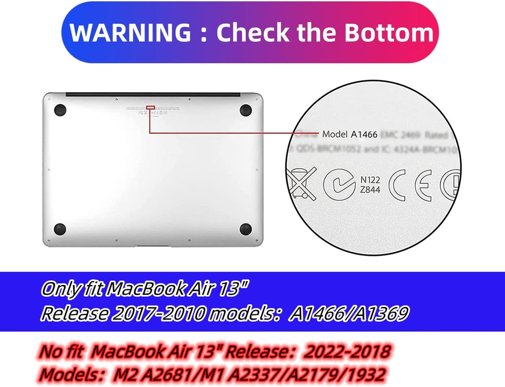 Compatible with MacBook Air 13 Inch Case 2017 2016 2015 2014 2013 2012 2011 2010 Release A1466/A1369, Plastic Hard Shell Case + Keyboard Cover + Screen Protector - World Map
