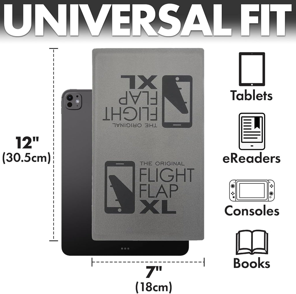 Airplane Tablet Holder, Extra Large 12x7” Flexible Cell Phone and Tablet Holder, Folding Cellphone Stand for Desk, Kindle, Bed, Long Flight Travel Accessories, Plane Essentials (Gray)