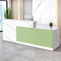 Reception Desk with Counter Modern Checkout Counter with Lockable Drawer Keyboard Tray Receptionist Desk for Office Salon Reception Table Q Right 59inch/150cm