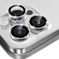 GolbinBox Camera Lens Protector for iPhone 16 Pro Max/16 Pro, 1:1 Invisible Fit, 9H Tempered Glass Ultra HD Metal Individual Camera Cover Screen Protectors for Women, Case Friendly, Bling/Sliver