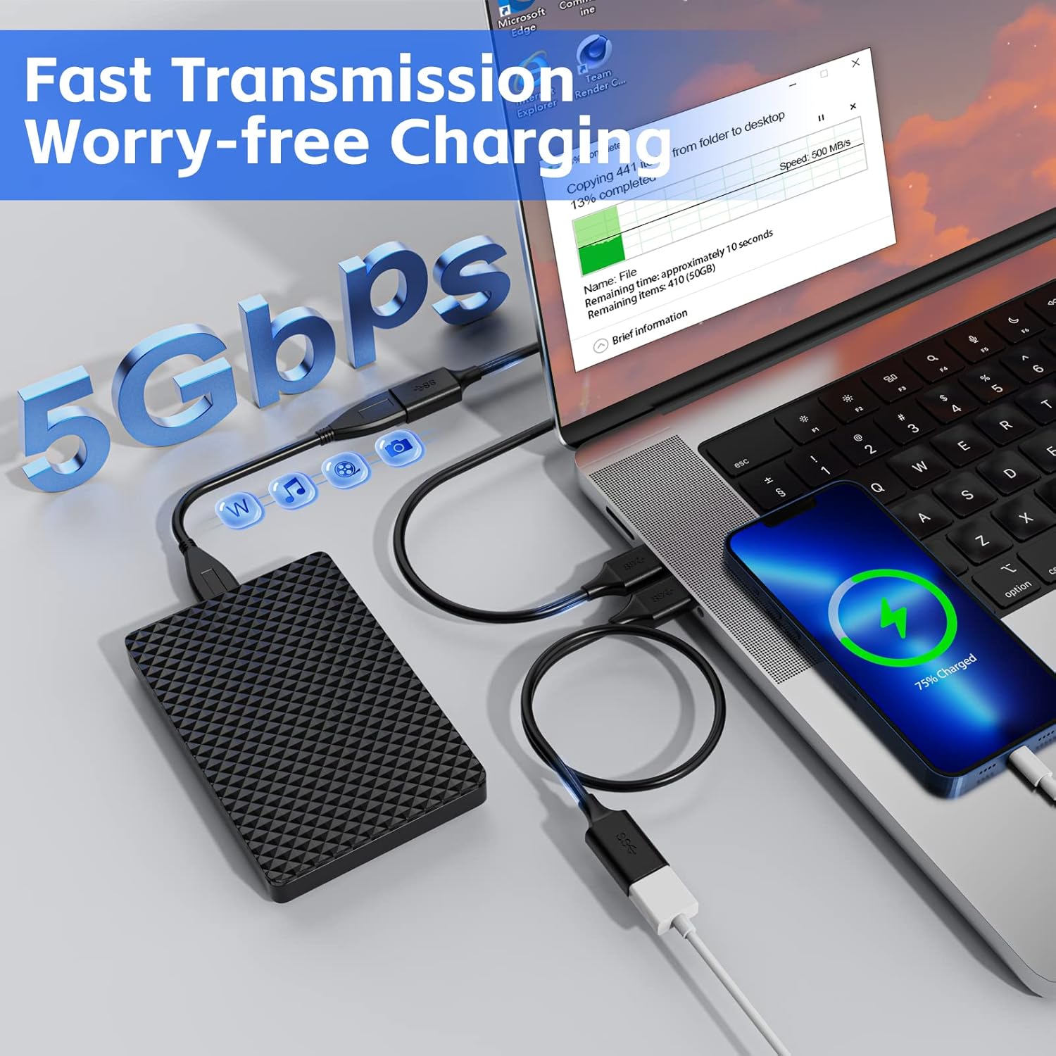 USB Extender Cord 0.5FT(3 Pack), USB 3.0 Extension Cable, USB A Male to Female, Compatible for USB Flash Drive, Hard Drive, Card Reader, Webcam, Printer, Keyboard, Mouse, Playstation, Xbox, VR Headset