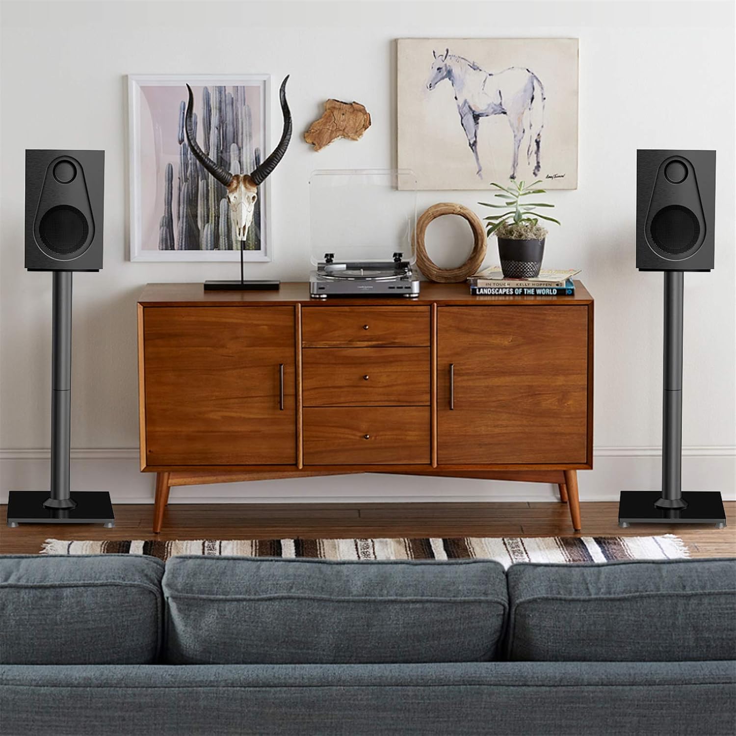 PERLESMITH Universal Floor Speaker Stands 26 Inch for Surround Sound, Klipsch, Sony, Edifier, Yamaha, Polk & Other Bookshelf Speakers Weight up to 22lbs - 1 Pair