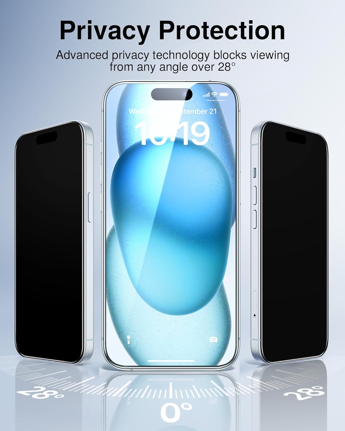SMARTDEVIL 2 Pack for iPhone 15 Plus Privacy Screen Protector, Military Grade Shatterproof, 9H Hardness, Anti-Spy Tempered Glass, Fast & Easy Instlltion, Case Friendly