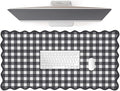 Scalloped‌ Black Desk Mat Checkered Gingham Cute XXL Large Gaming Mouse Pad by Unknown