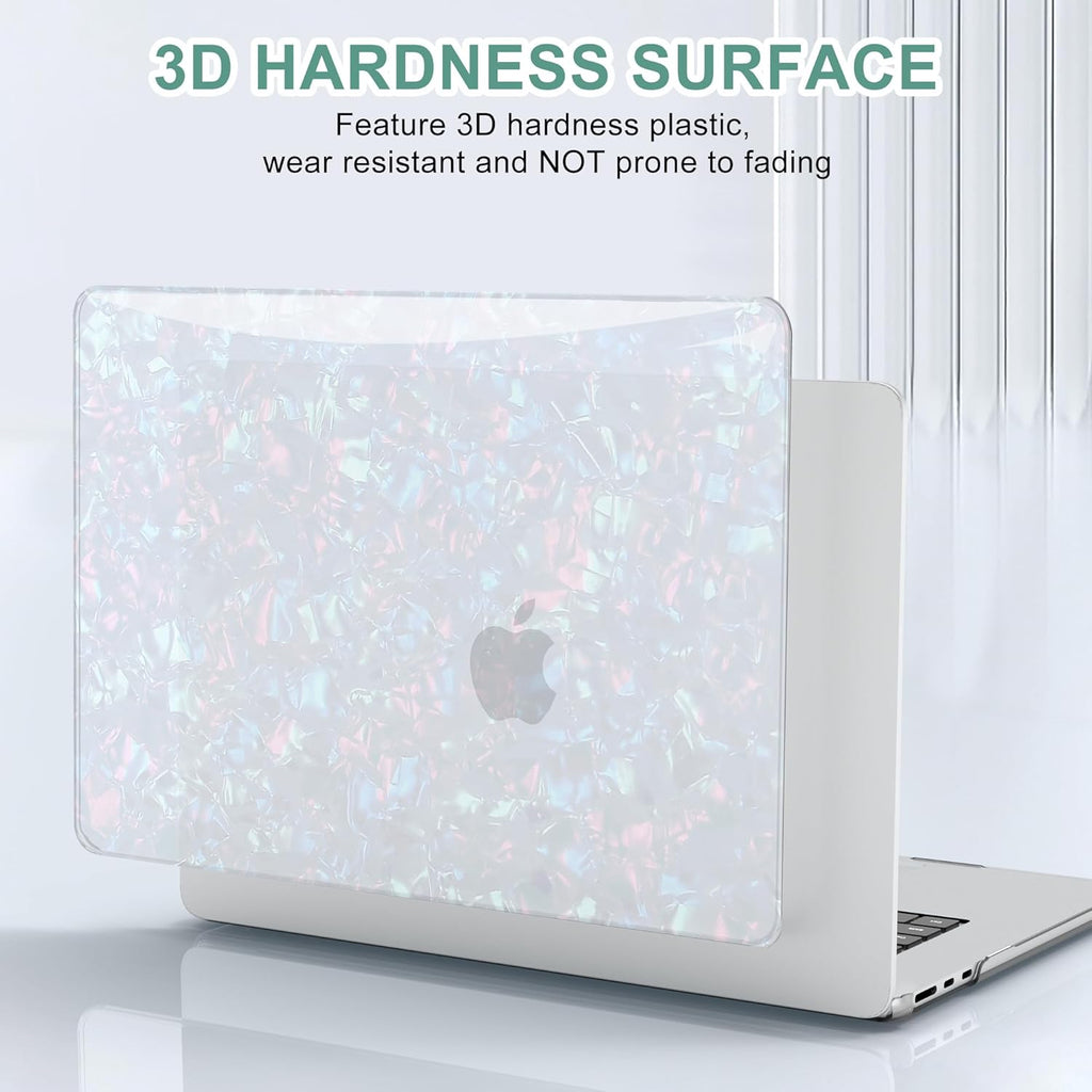 B BELK Compatible with MacBook Air 13 inch Case 2025 2024 2023 2022 M4 M3 M2 A3240 A3113 A2681, Plastic Laptop Hard Shell +Keyboard Cover +Screen Protector for MacBook Air 13.6 inch Case, Shiny Pearl