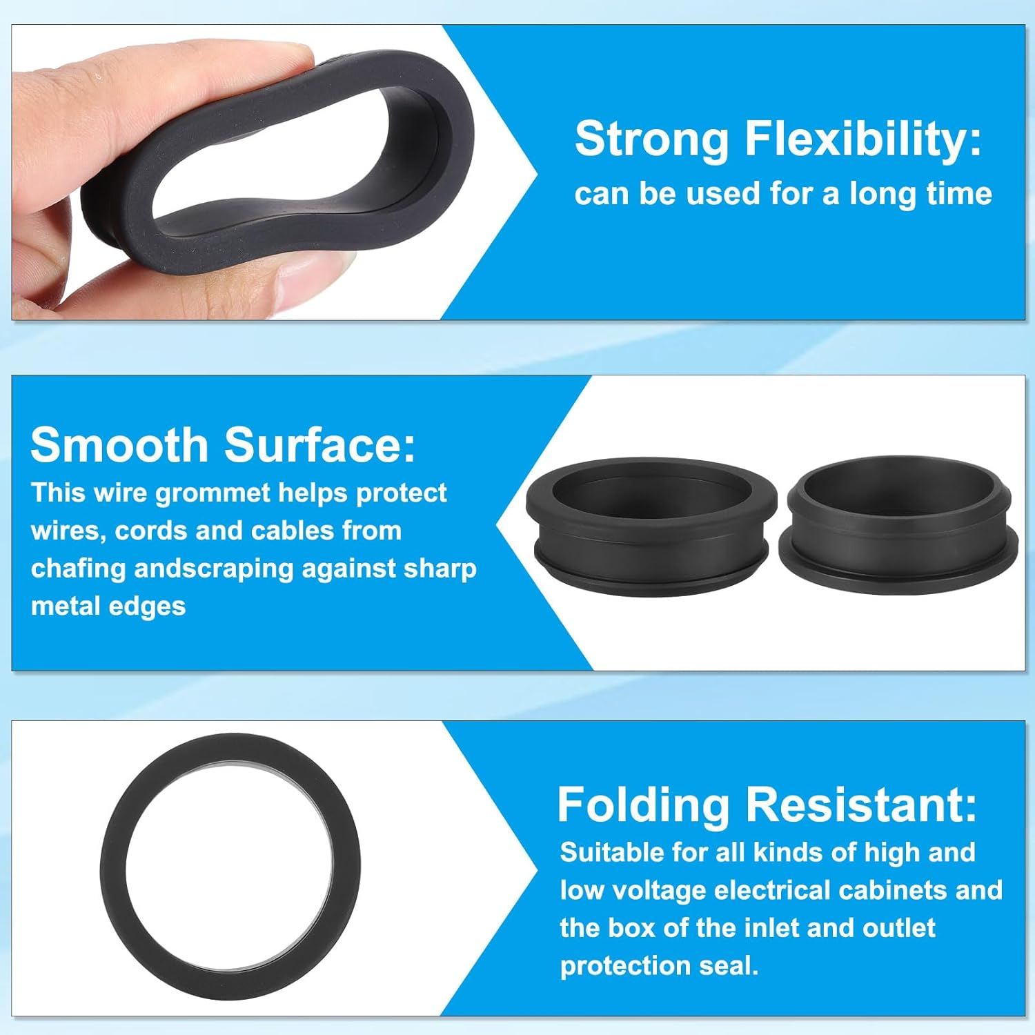 PATIKIL 50.6mm / 2 Inch Drill Hole,1-3/4 Inch ID Rubber Grommets, 3Pcs Top Hat Grommet for Wiring Eyelet Ring Gasket Automotive Firewall Cable Hole Plugs Wires Protection, Black